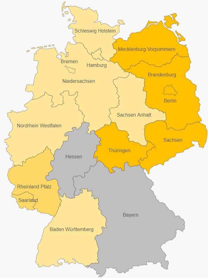 Screenshot der Bonpago-Karte der Bundesländer und deren benutztes XRechnung-Portal